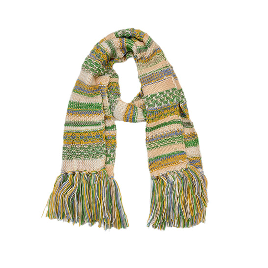 Icelandic Wool Knit Scarf With Tassels