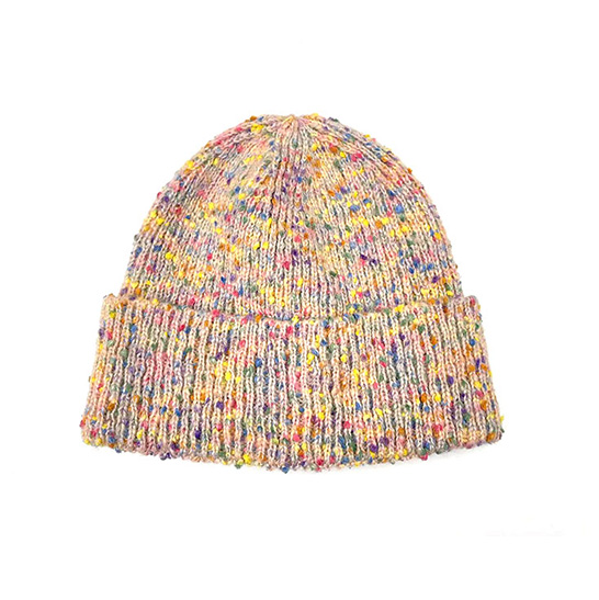 Women Knit Beanie With Colorful Decoration