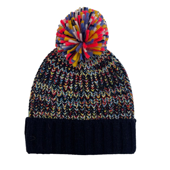 Knit Blended Beanie with Pompom