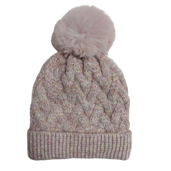 Women Knit Hat With Pompom