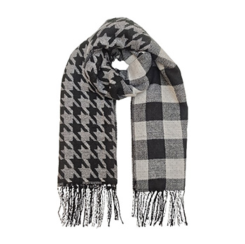 Houndstooth Plaid Woven Scarf