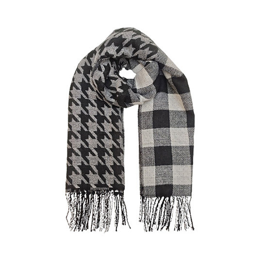 Houndstooth Plaid Woven Scarf