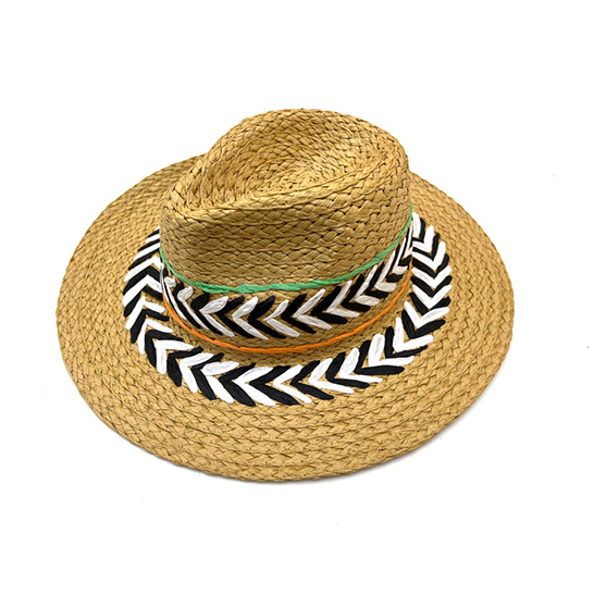 WOMEN STARW HAT WITH COLORFUL STRING