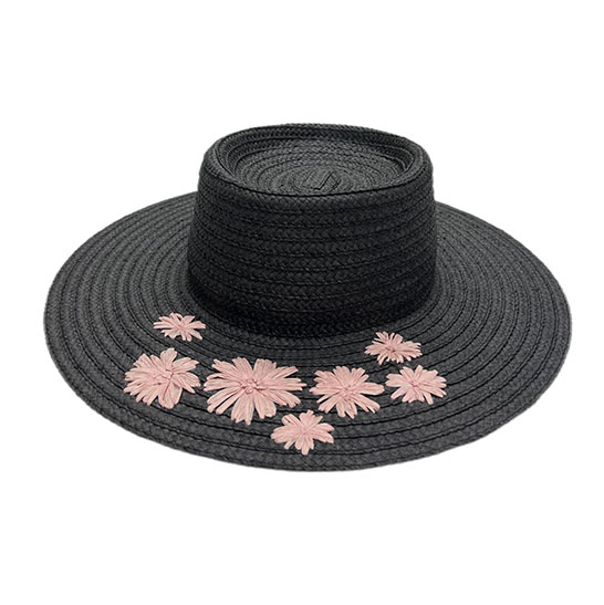 Straw Hat WITH Flower Embroidery