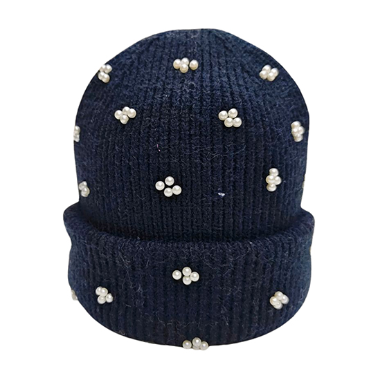Women Knit Beanie With Pearl