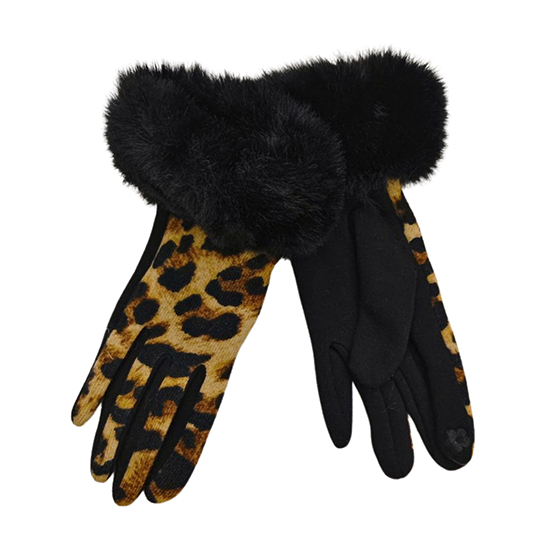 Leopard Print Woven Gloves