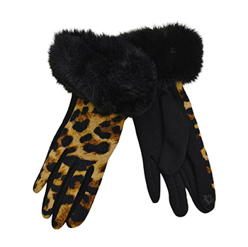 Leopard Print Woven Gloves