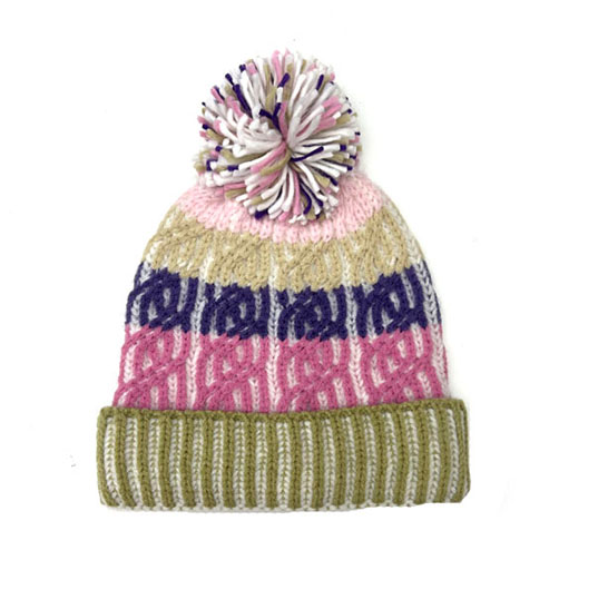 WOMEN CONTRAST KNITTED HAT