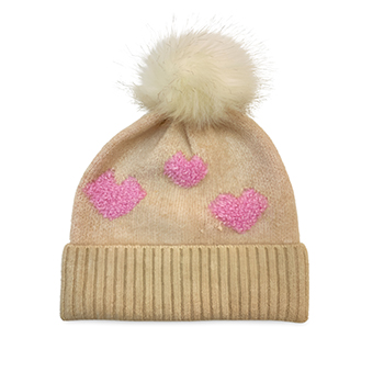 Ladies Heart Knit Beanie