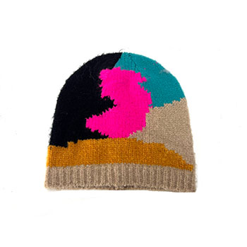 LADIES CONTRAST KNITTED HAT