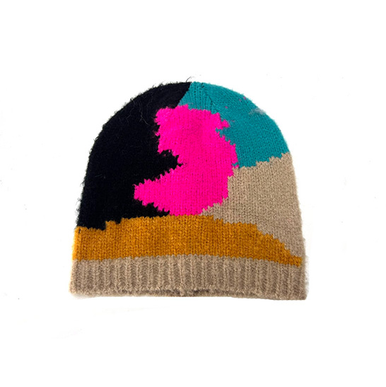 LADIES CONTRAST KNITTED HAT