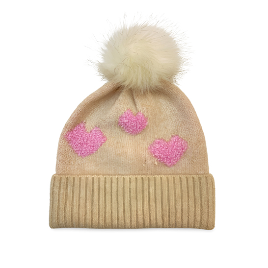 Ladies Heart Knit Beanie