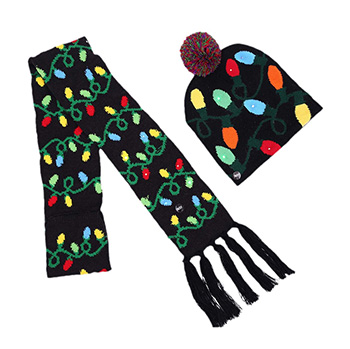 LADIES CHRISTIMAS KNITTED SCARF AND BEANIE SET