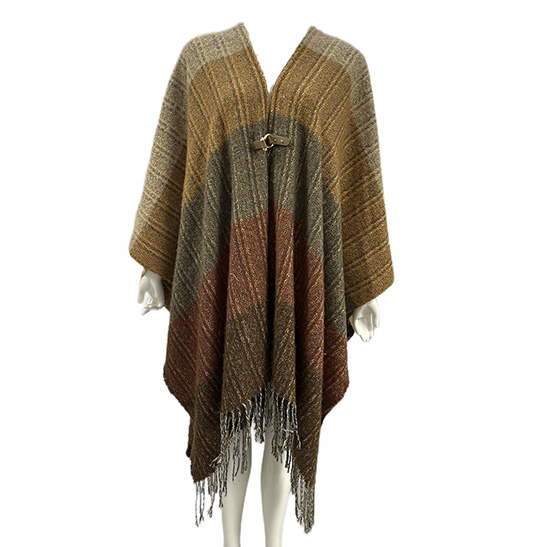 LADIES WOVEN Fringed Poncho