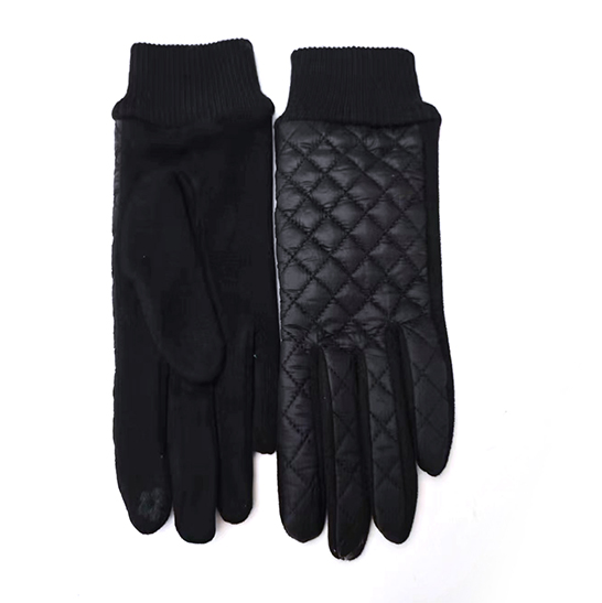 Suede woven quilted glove