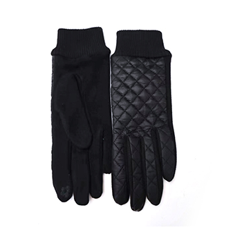Suede woven quilted glove