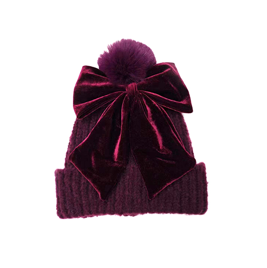 Ladies Knitted Hat With Big Bow