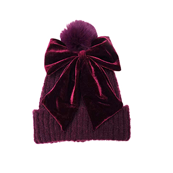 Ladies Knitted Hat With Big Bow